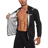 LAZAWG Sauna Suit for Men Long Sleeve Sweat Shirt Zipper Sauna Jacket Top for Gym Workout Exercise