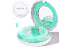 HEMILAB® Retainer Case, Slim Aligner Case with Mirror, Retainer Case with Vent Holes, Compatible with Invisalign, with 2 in 1 Aligner Removal Tool, Chew & Brush, White