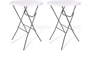 Lakhow 27" Round Folding Commercial Banquet Table, Portable Plastic Coffee Card Dining Table for Kitchen or Outdoor Party Wed