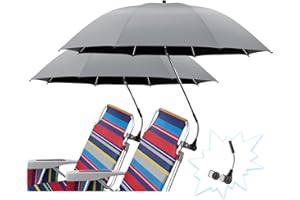 NBtoUS 2 PCS Chair Umbrella with 360° Adjustable, UPF 50+ Chair Umbrella with Clamp, Beach Chair with Umbrella for Beach,Sand, Yard(Not Include Chair)