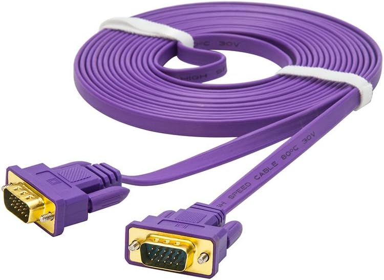 50 Feet, Purple DTECH 50ft Thin VGA Cable Male to Male 15 Pin SVGA