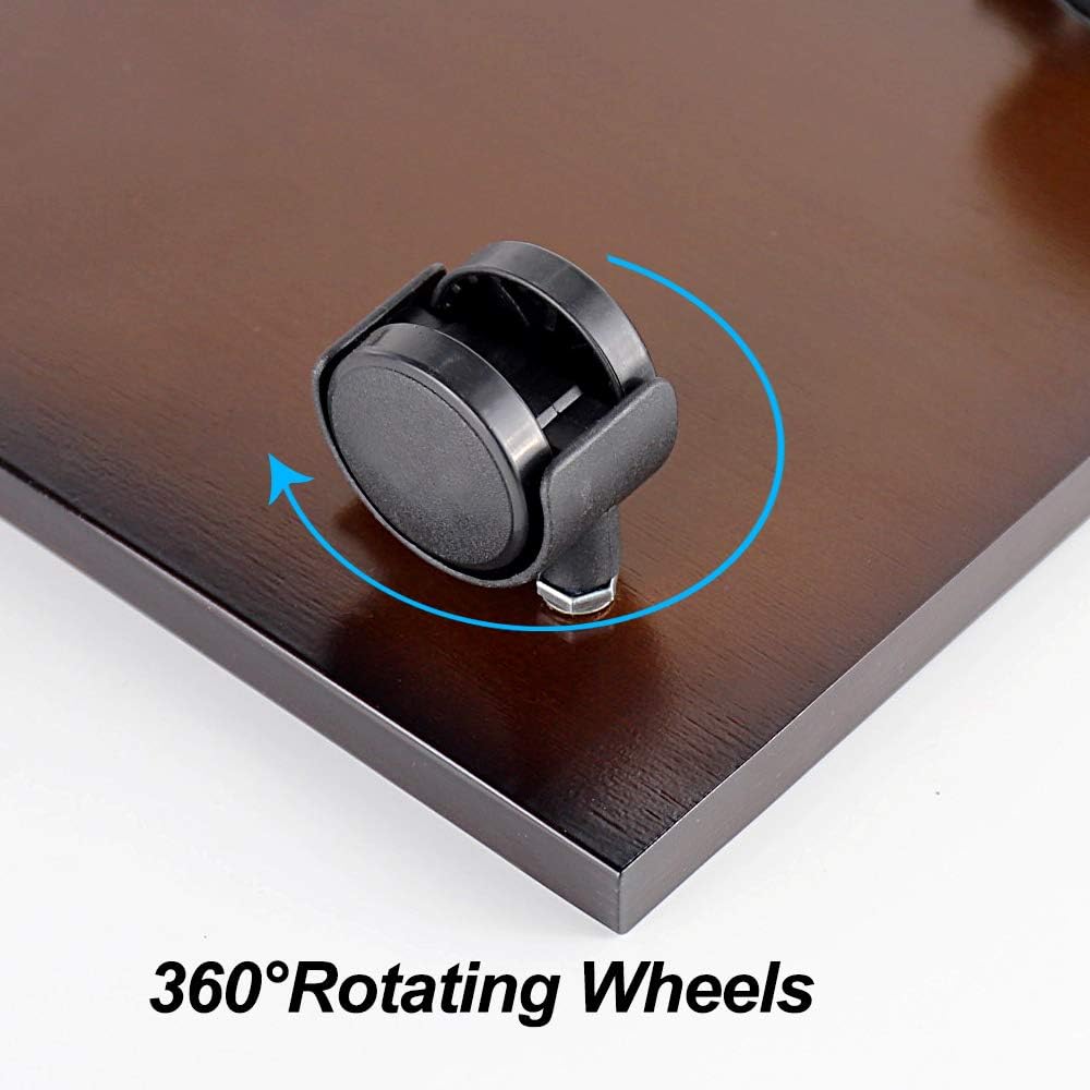 CPU Stand PC Cart Holder with 4 Caster Rolling Wheels Bamboo Desktop Floor Stand Holder Mobile Computer Tower Stand (Brown) : Office Products
