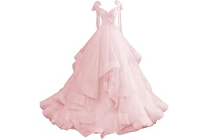 CWOAPO Layered Ruffles Tulle Prom Dresses Spaghetti Strap Ball Gowns Long Elegant V Neck Bow Formal Evening Dresses 2025