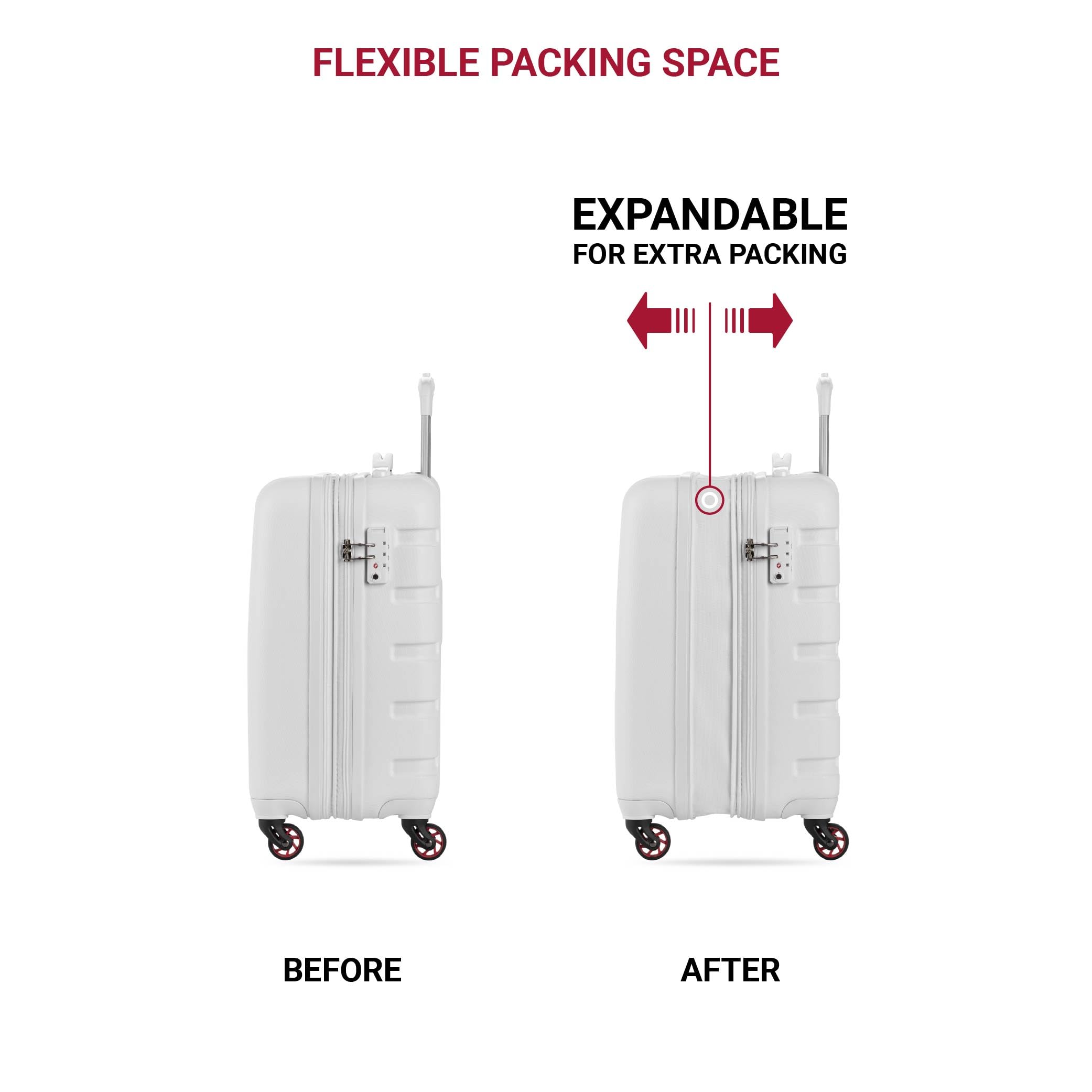 SwissGear 7366 Hardside Expandable Luggage with Spinner Wheels, White, Carry-On 19-Inch