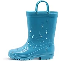 EUXTERPA Toddler-Kids Eco-Friendly Rain Boots, Waterproof Back to School Boots with Easy-On Handles for Girls and Boys