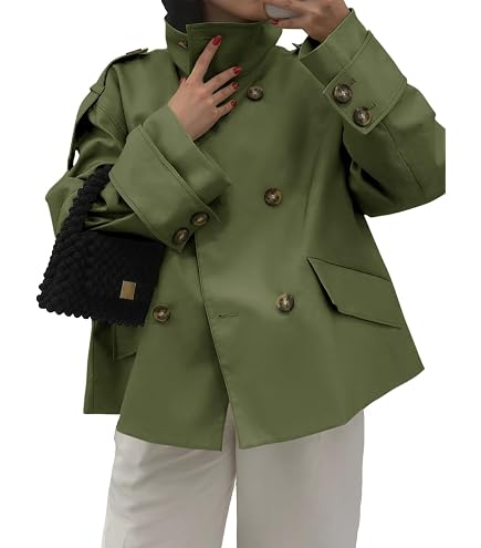 Amazon.com: Women's Short Trench Coat – Spring Fall Double