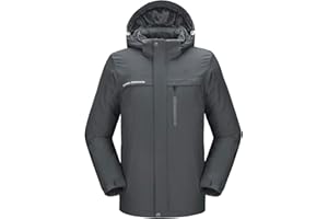 CAMEL CROWN Men's Mountain Snow Waterproof Ski Jacket Detachable Hood Windproof Fleece Parka Rain Jacket Winter Coat