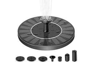 Solar Fountain, 1.4W Solar Powered Circle Garden Water Pump with 6 Nozzle, Anti-collision Bar, Floating Fountain Pump Kit for
