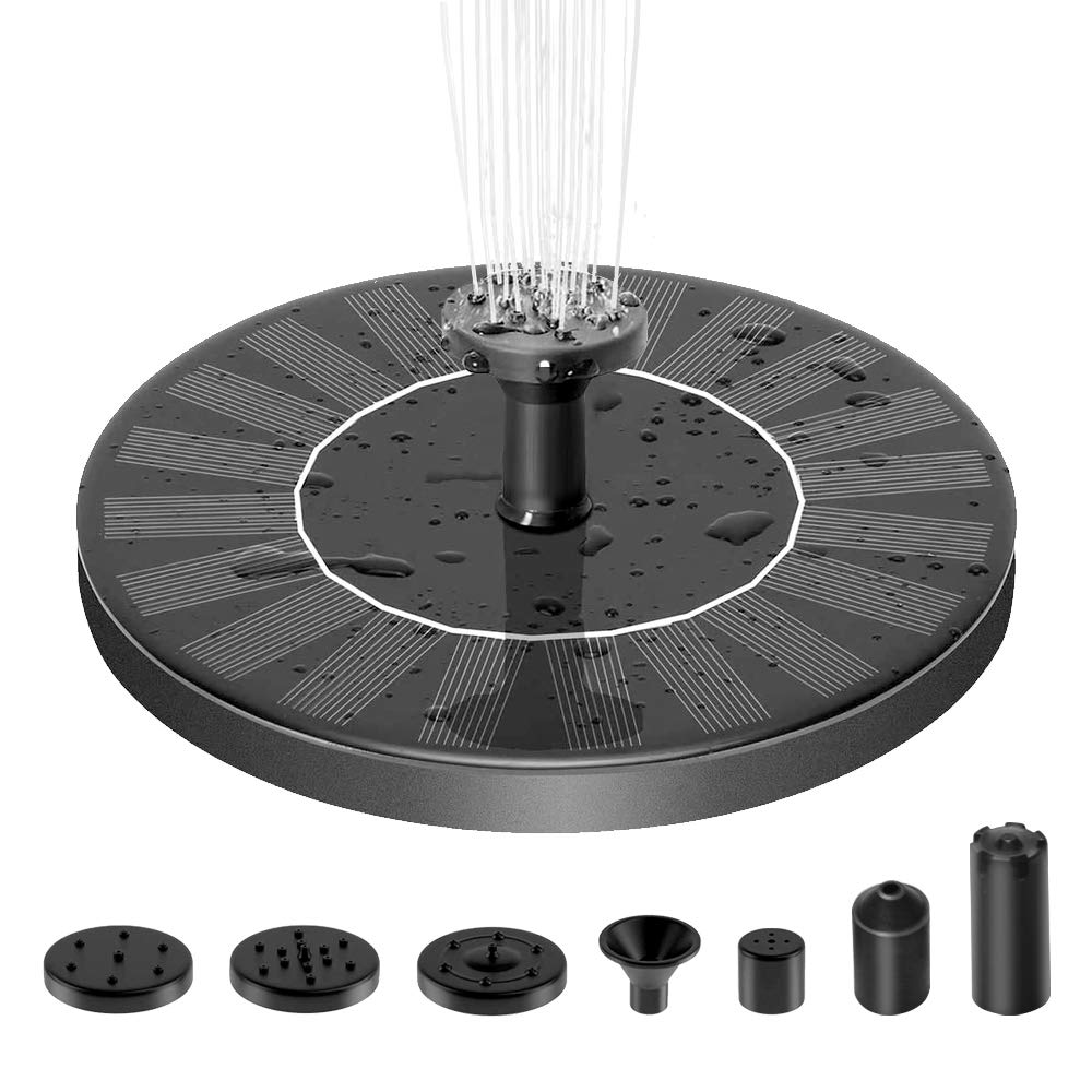 Solar Fountain Pump Circle Garden Solar Powered Water Pump Free Standing 1.4W Bird Bath Fountain Pump for Garden and Patio Solar Panel Kit Water Pump