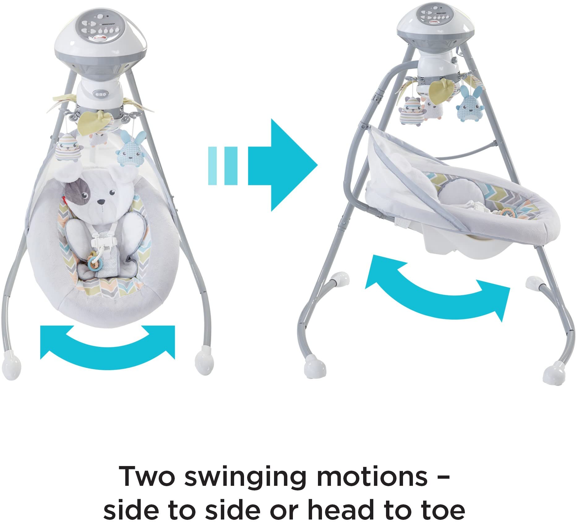 Fisher-Price Baby Swing, Sweet Snugapuppy Dual-Motion Infant Seat with Music Sounds & Motorized Mobile for Soothing Play Newborns 0+ Months