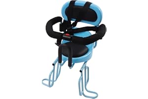 PLOCVB Rear Child Bike Seat for Adult Bike Attachment, Portable Back-Mounted Baby Safety Rear Seat with Soft Cushion and Foot Pedal for Children Toddlers and Kids,Blue