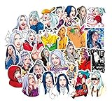 Qweryboo 50 pcs Billie Eilish Waterproof Stickers, Vinyl Stickers Decal for Skateboard Pad MacBook Laptop Luggage Bike