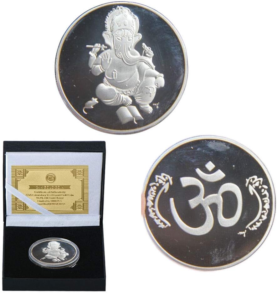 Ganesha,The Hindu Faith,The God of Wealth,Statues,Coins,Silver,Collectibles,High-Quality,Lucky,Collections,Fine Craft Challenge Coin/Silver/A