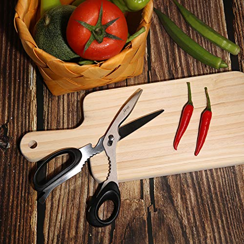 Kitchen Scissors, 2 Pack Come-Apart Kitchen Shears Herb Scissors, 4 in 1 Multi Purpose Stainless Steel Scissors for BBQ Chicken Poultry Meat Vegetables, Bottle Opener (Black)