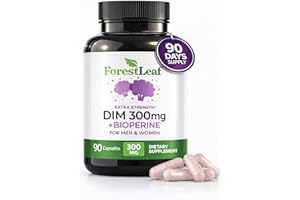 ForestLeaf DIM Supplement - 300mg DIM Estrogen Supplement for Women/Men - Diindolylmethane with BioPerine Black Pepper - Support for Detox, Metabolism, Hormone Balance & Menopause - 90 Caps