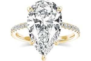 RODIFFY 5.0CT Elongated Pear Shaped Engagement Rings for Women, S925 Silver Cubic Zirconia Teardrop Promise Wedding Ring with Hidden Halo