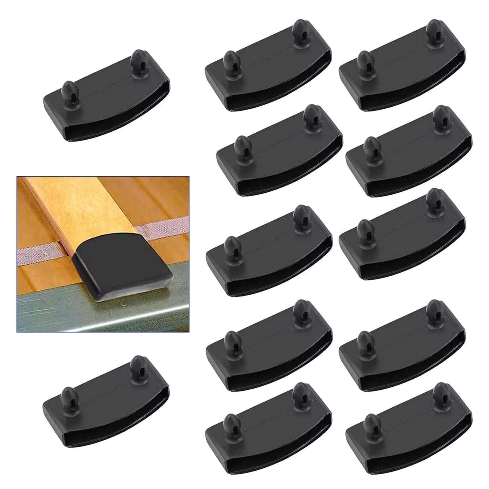 iwiio 12Pcs Bed Slat Holders, Bed Slat Caps, Side and Center Bed Slats Holders Replacement for Single, Bed Slats Cover for Holding Securing Wooden, Double and King Size, A04220230327JT12YXUKfba