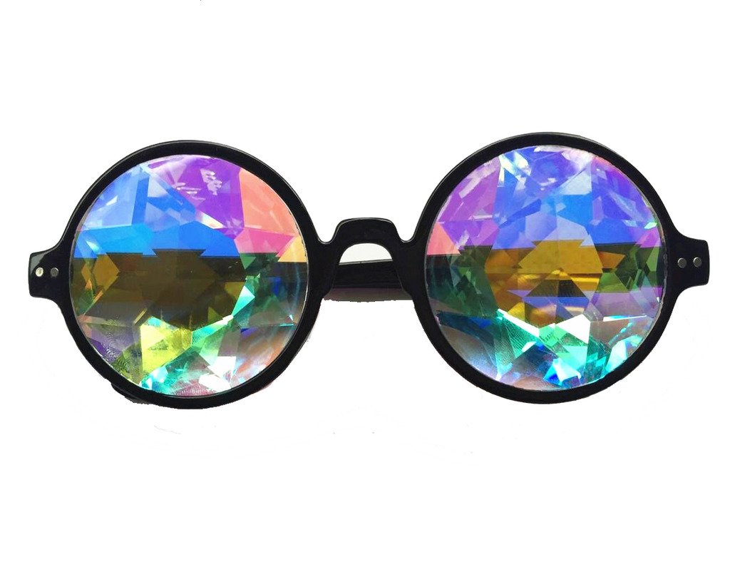 FLORATA Kaleidoscope Steampunk Goggles Multicolor Lens Glasses- Rainbow Rave Prism Diffraction