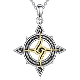 POPLYKE Compass Necklace 925 Sterling Silver Graduation Friendship Talisman Travel Necklace Inspirational Graduation Gift Jewelry Gifts for Women