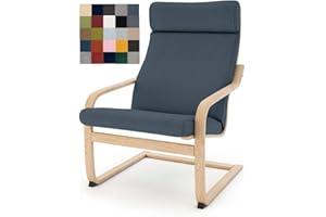 Vepping Lude Multi Colored Armchair Replacement Cover, Fits IKEA Poäng Armchair, Cushion not Included (Cushion Design 1, Cotton - Lake Blue)