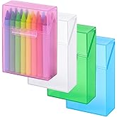Clabby 4 Pcs Clear Plastic Crayon Boxes Hold 24 Count, Crystal | Organizer Box, Case, Colorful, Portable Storage Holder with Snap Lid, for Kids Boys Girls School Classroom Home Art Supply