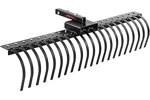 VEVOR Tow Behind Landscape Rake, 60" Tow Dethatcher with 21 Steel Coil Tines, Lawn Dethatcher Rake Attaches to 48" or 60" Too