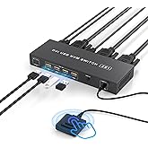 DVI KVM Switch 1 Monitor 2 Computers,4K30Hz KVM Switches for Dual Computer | Share Single Monitor Keyboard Mouse Printer Hard Drives, with EDID Adaptive, 2 USB Cable Desktop Controller Plug and Play