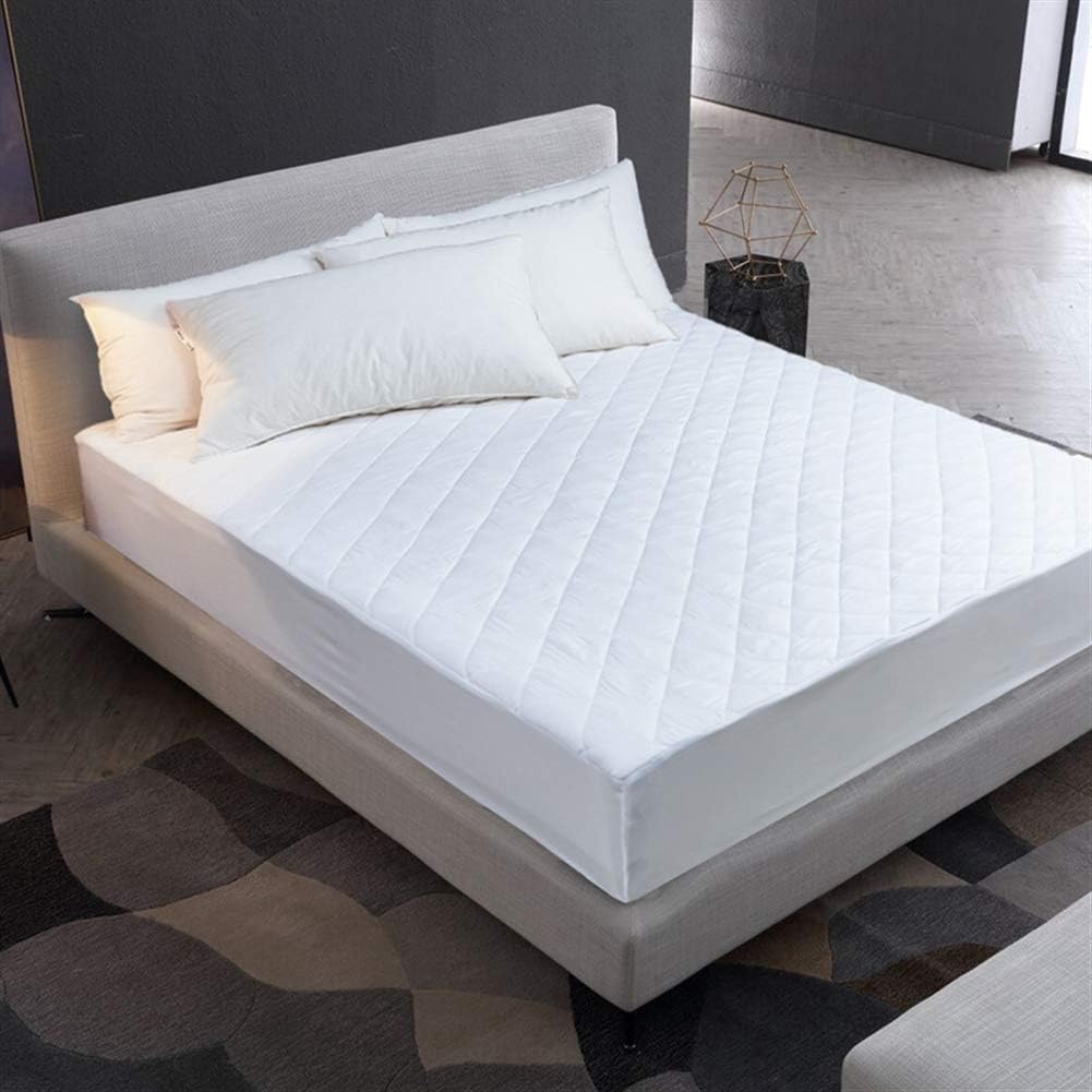 Liveinu Waterproof Quilted Fitted Mattress Pad Fleece Mattress Cover Protector Mattress Topper Stretches 140x200x30cm White 3