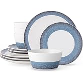 Noritake Colorscapes Layers Navy 12-Piece Coupe Dinnerware Set, Service for 4