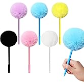 SBYURE Colorful Pompom Pens 6 Pack Multicolor Fuzzy Pens Matching 6 Colored Ink (Black, Silver, Purple, Pink, Blue, Orange) | Fluffy Pen for Drawing, Journaling & Gifts
