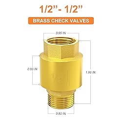 GASHER 2PCS Brass Check Valve DN15 1/2" Female and
