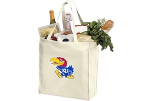 BROAD BAY Reusable University of Kansas Grocery Bags or KU Jayhawks Shopping Bags NATURAL COTTON One Size