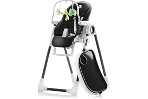SWEETY FOX Baby High Chair Adjustable to 7 Different Heights - Foldable High Chairs for Babies and Toddlers - Silla para Comer de Bebe - Black