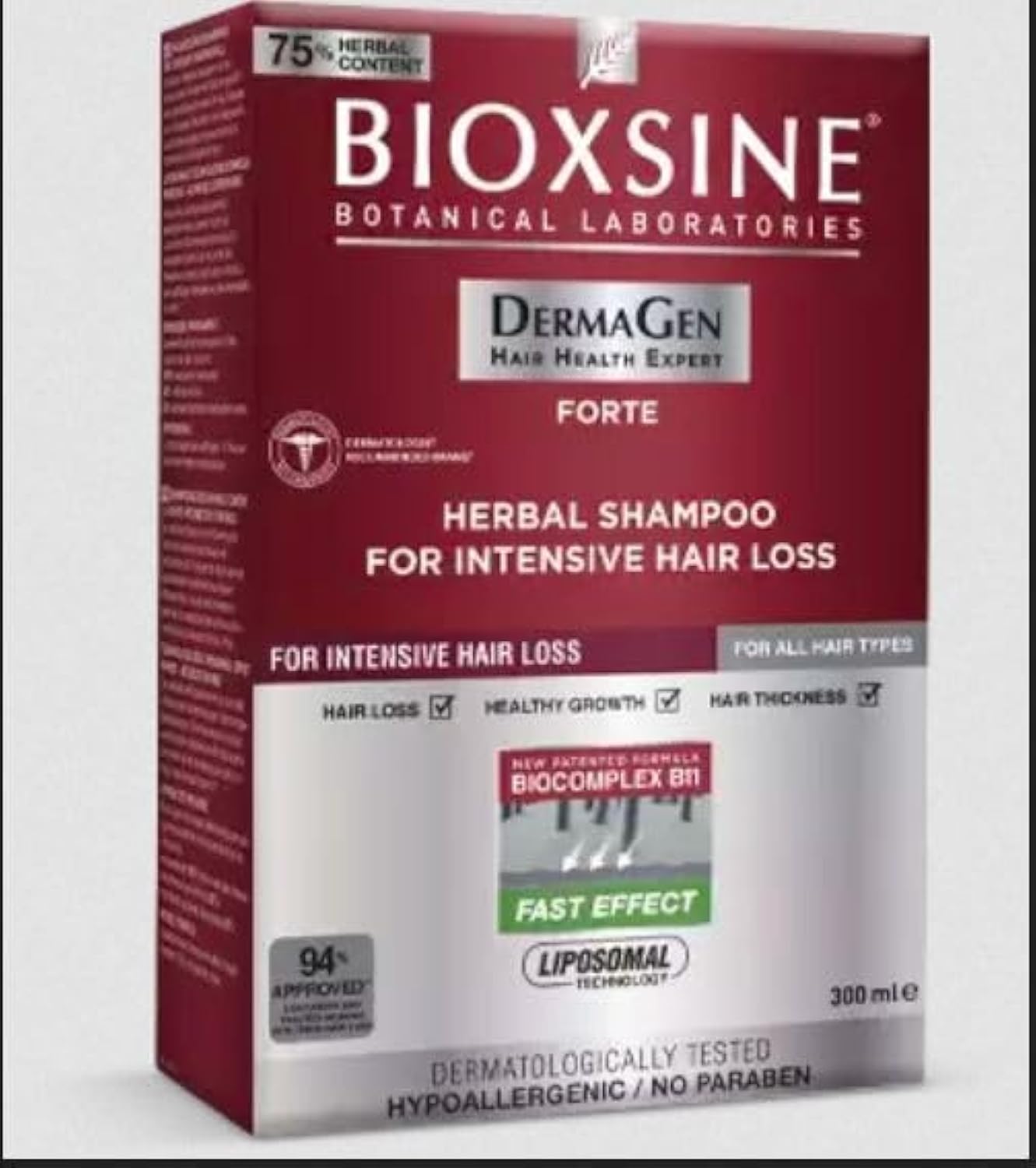 BIOXSINE Dermagen Forte Shampoo - Supplement for Hair Loss - Fast Acting - Bio Complex B11 Mixture - Perfect for Men & Women - 3 x 50ml