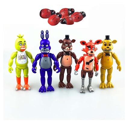 Bigz 5 Pcs Five Nights At Freddys 6 Fnaf Action Figures With Light Kids Toy Collection - 