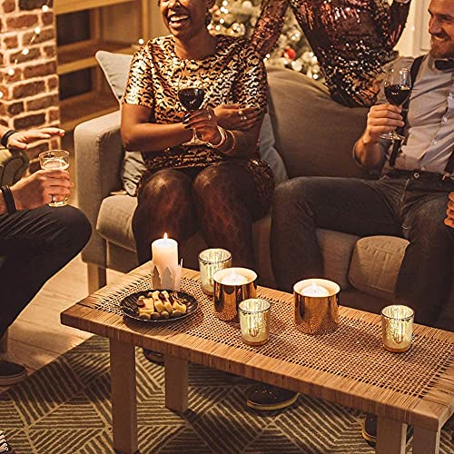 Volens Gold Votive Candle Holders Bulk, Mercury Glass Tealight Candle Holder Set of 12 for