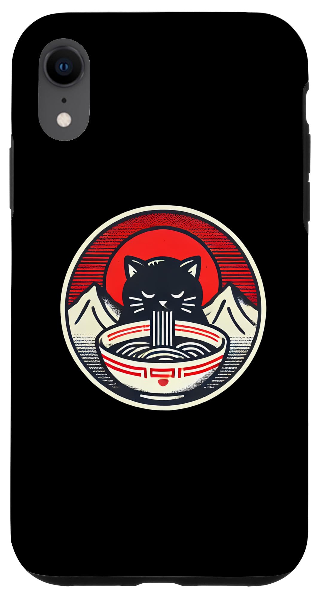 iPhone XR Black Cat Eating Ramen, Japanese Colors Case