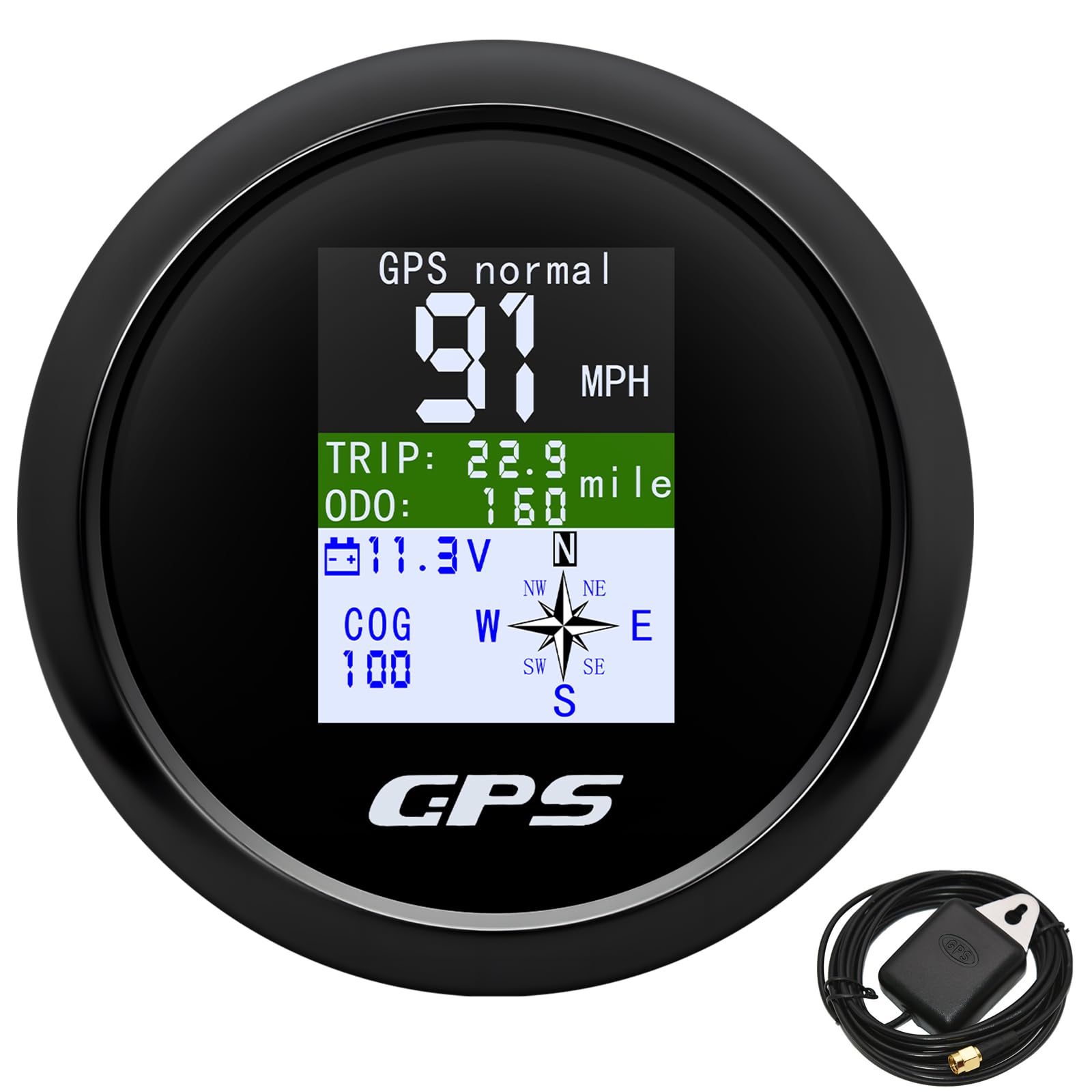 85mm Waterproof TFT Screen Digital GPS Speedometer Gauge MPH Knots Km/h Adjusted GPS Antenna for Boat Car Motorcycle Odometer