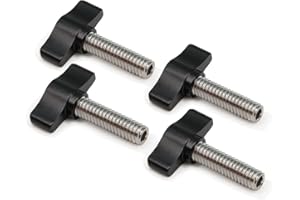 Befenybay 4pcs 5/16"-18 x 1 Thumb Screw Stainless Steel Standard/Coarse Thread Black Aluminum Knob