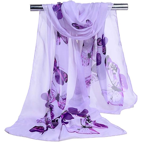 Écharpe Châle Femme En Mousseline De Soie - 190x130 Cm, Léger, Doux, Multifonction - Violet, Idéal Mariage, Soirée, Quotidien