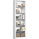 Thacuok 75" Tall Bookshelf & Bookcase, 6-Tier Adjustable Storage Shelves, Book Shelf with Anti-Tipping Device, Floor Standing