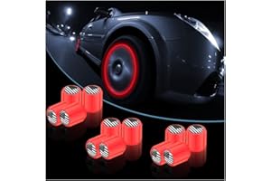 YALOK 12PCS Fluorescent Car Tire Valve Caps, Luminous Tire Air Caps Cover, Vehicle Tire Pressure Caps, Illuminated Auto Car Wheel Valve Stem, Universal for Car, SUV, Motorcycle, Truck, Bike (Red/Black)