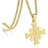 COTTVOTT Stainless Steel Jerusalem Crusaders Cross Pendant Necklaces Women Men Medieval Jewelry