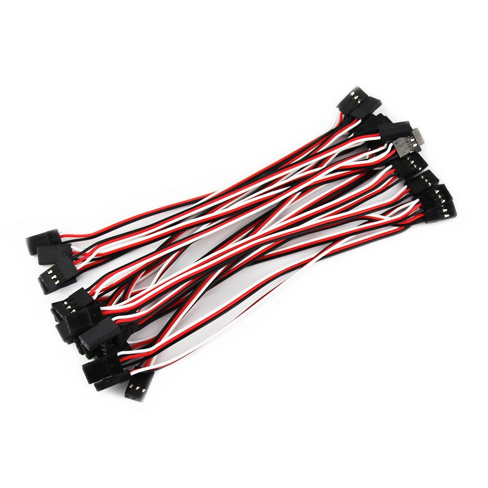 OliYin 20pcs 5.90in 15cm 26awg JR Male to Male RC Servo Extension Lead Cord Plug Servo Extend Cable for Helicopter Quadcopter