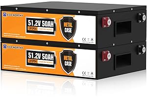 ECO-WORTHY 48V 100Ah (2Pack 48V 50AH) LiFePO4 Solar Batteries, Metal Case Lithium Battery, Built-in BMS, Replacement of AGM, for Solar Off Grid, Golf Cart, Lawn Mower, RV, Trolling Motor
