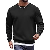COOFANDY Men's Fleece Crewneck Sweatshirt Cotton Long Sleeve Pullover Casual Thermal Shirts