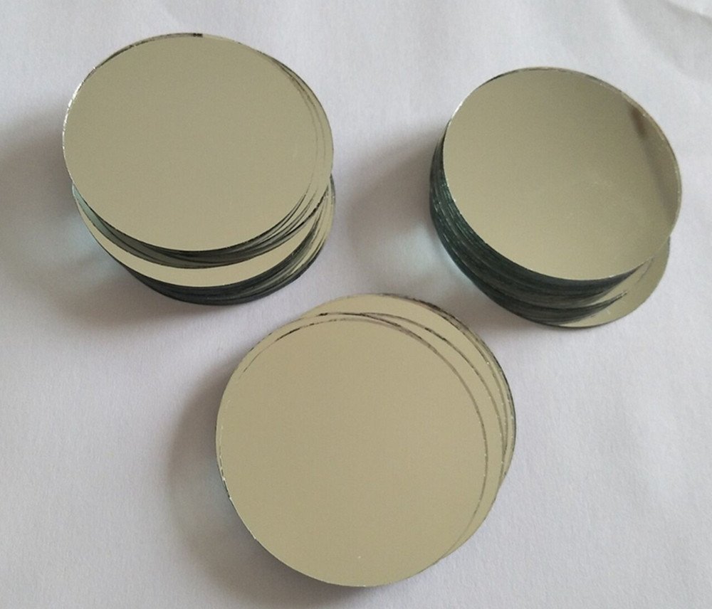 30PCS Glass Round Mirror Mosaic Tiles Round Craft Mirrors DIY Accessory (2")