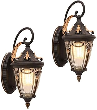 Amazon Co Jp 屋外壁照明器具黒外壁ランタン防水壁取り付け用燭台ポーチライト壁マウントハンマーガラスシェード家 スポーツ アウトドア