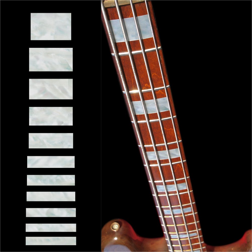 Inlaystickers Fret Markers for Guitars & Bass - Jazz Bass Blocks - White Pearl, FB-101J-WT