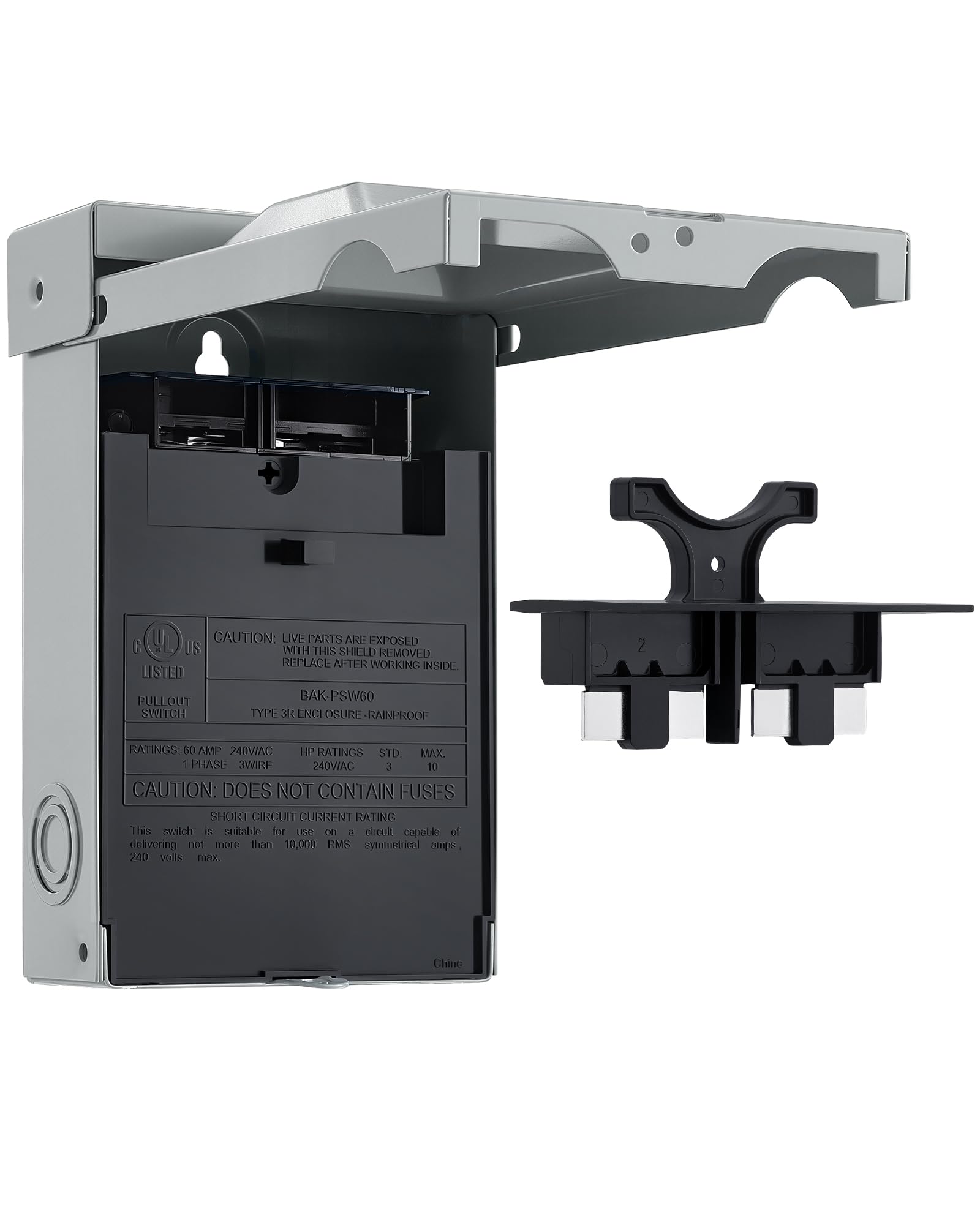 Photo 1 of SURAIELEC 60 Amp Fused AC Disconnect Box with Pull-Out Switch, 2-Pole, 3-Wire, 1-Phase, AC Disconnect for Mini Split, Home & Light Commercial HVAC Systems, UL Listed, Fuse not Included